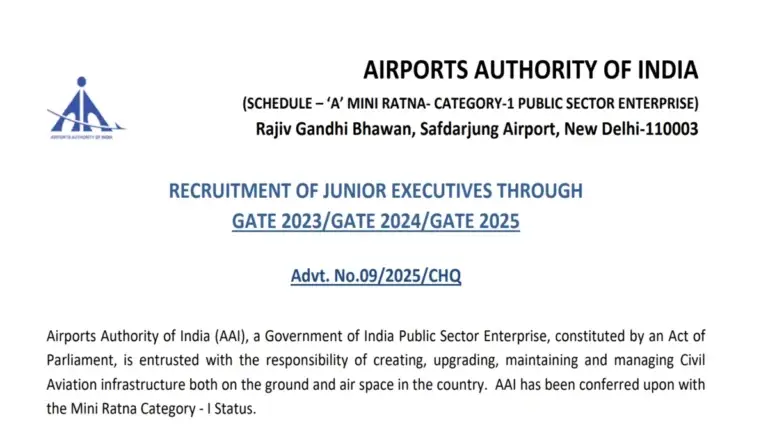 Delhi AAI Jr Executives Recruitment 2025